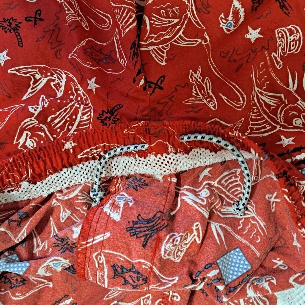Columbia Men's XXL Swim Trunks RWB Patriotic Print Zipper Pocket NO LINER